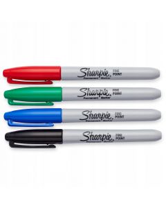 Marker SHARPIE FINE 4 kolory blister - czerwony, zielony, niebieski, czarny 1985858