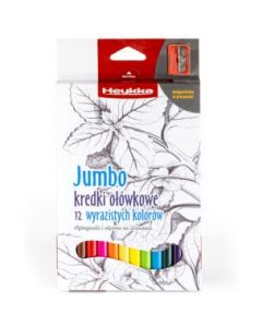 Kredki ołówkowe JUMBO trójkątne z temperówką 12szt. HEYKKA (609001)