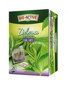 Herbata BIG-ACTIVE zielona (20 torebek) EARL GREY z bergamotką 20tx1.5g