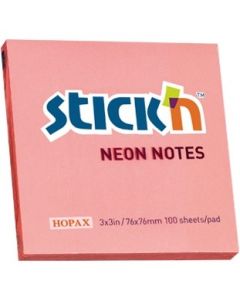 Bloczek samoprzylepny 76x76mm 100k różowy neonowy STICK`N 21166