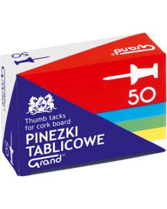 Pinezki tablicowe op-50szt. kolorowe GRAND 110-1657