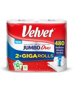 Ręcznik VELVET JUMBO Duo (2 sztuki) 2x240 listków 50m 2 warstwy 21x22,5cm 400g 100%celuloza 61251669