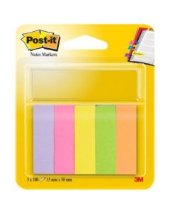 Zakładki indeksujące 15x50mm 100k mix kolorów (5szt) POST-IT 670 UU009543362 3M