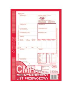 800-1N CMR A4 80kartek 1+3 numerowany międzynarodowy list przewozowy M&P