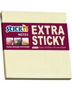 Notes samoprzylepny EXTRA STICKY 76x76 żółty pastel 90k STICK`N 21660