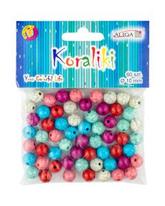 Koraliki plastikowe 10mm, mix kol. op.60 szt. PJ-0644 ALIGA