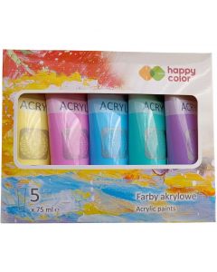 Farba akrylowa 5 kol. x 75ml mix pastelowy HA 7370 0075-MIXPas Happy Color