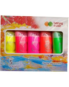 Farba akrylowa 5 kol. x 75ml mix neonowy HA 7370 0075-MIXFlu Happy Color