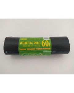 Worki na śmieci LDPE 60L czarne(10sztuk) 60cm/80cm