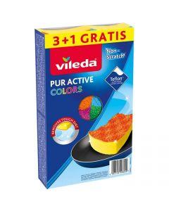 Gąbka VILEDA PUR ACTIVE Colours 7x15cm (3+1 szt) 4kolory 4032052