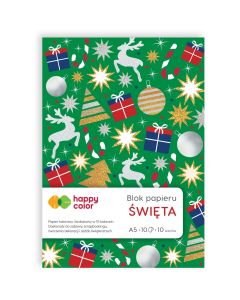 Zeszyt papierów kolorowych XMAS A5 150-230g 10ark 5 met brokat+5 kolorów HA 3815 1520-XM HAPPY COLOR