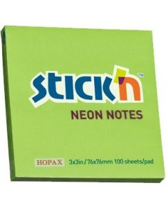 Bloczek STICK"N 76x76mm zielony neonowy 100k 21167 STICK"N