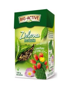 Herbata BIG-ACTIVE zielona liściasta 100g z kawałkami OPUNCJI