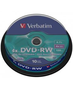 Płyta DVD-RW VERBATIM CAKE(10) Matt Silver 4.7GB x4 43552