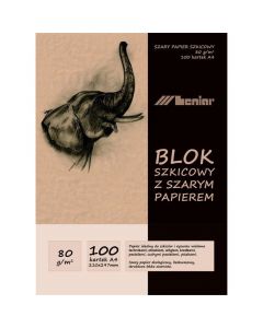 Blok szkicownik A4 100k 80g papier szary 90853 LENIAR