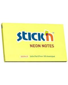 Bloczek STICK"N 127x76mm żółty neonowy 100k 21135 STICK"N