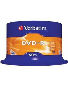 Płyta DVD-R 4,7GB VERBATIM cake (50szt) 16x Matt Silver 43548