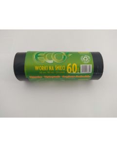 Worki na smieci LDPE 60L czarne(20sztuk) 60cm/80cm