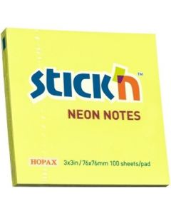 Bloczek samoprzylepny 76x76mm 100k żółty neonowy 21133 STICK`N