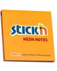 Bloczek STICK`N 76x76mm 100k pomarańczowy neonowy 21164