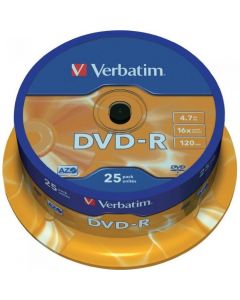 Płyta DVD-R 4,7GB VERBATIM cake (25szt) 16x Matt Silver 43522