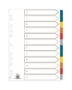 Przekładki kartonowe A4+ MYLAR 1-12 kolor ELBA 100204983