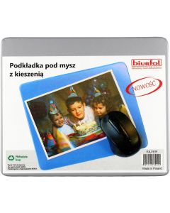 Podkładka pod mysz z kieszenią silver KPM-01-01 BIURFOL