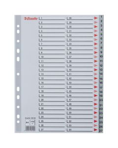 Przekładki plastikowe numeryczne A4 1-54 szare ESSELTE 100109