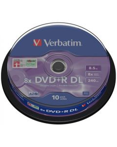 Płyta DVD+R 8,5GB VERBATIM DL cake (10szt) DoubleLayer 8x MattSil 43666