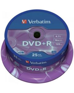 Płyta DVD+R 4,7GB VERBATIM cake (25szt) 16x Matt Silver 43500