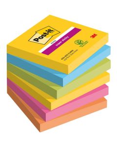 Bloczek samoprzylepny 76x76mm 90k mix kolorów (6szt) CARNIVAL POST-IT Super Sticky 3M