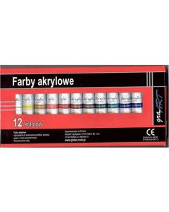 Farby AKRYL tuba 12ml 12kol. graArt KB 9212-2/G