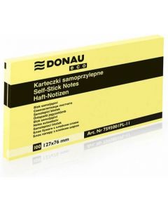 Bloczek samoprzylepny 127x76mm 100k żółty DONAU ECO 7595001PL-11