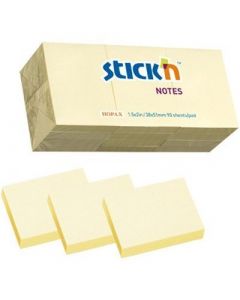 Bloczek samoprzylepny 38x51mm 100k żółty pastelowy (12szt) STICK`N 21530