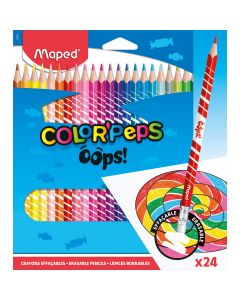 Kredki trójkątne ścieralne z gumką 24kol. OOPS 832824 COLORPEPS MAPED