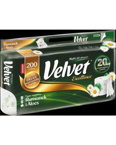 Papier toaletowy VELVET EXCELLENCE (8 rolek) 3 warstwy rumiankowy