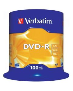 Płyta DVD-R 4,7GB VERBATIM cake (100szt) 16x Matt Silver 43549