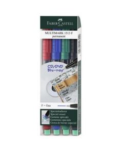 Marker permanentny F 0.6mm 4kolory 151304 FABER-CASTELL