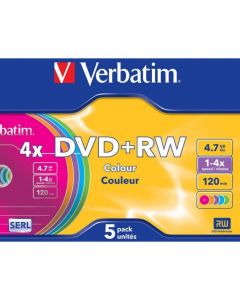 Płyta DVD+RW 4,7GB VERBATIM slim color 4x 43297