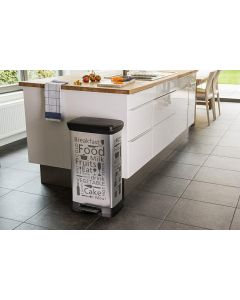 Kosz na śmieci CURVER DECO BIN z pedałem 50L srebrny metalizowany wzór KITCHEN 02162-K07-01 205873