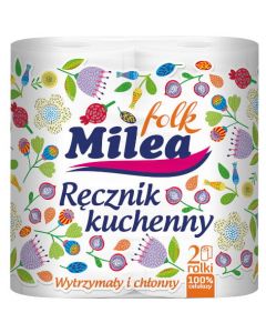 Ręcznik kuchenny (2 sztuki) MILEA FOLK 22,5x20cm 10m 2 warstwy 100% celuloza