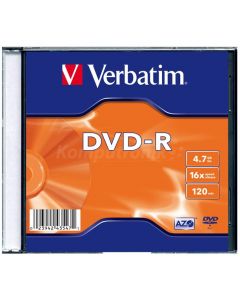 Płyta DVD-R 4,7GB VERBATIM slim kolor Matt Silver 43557