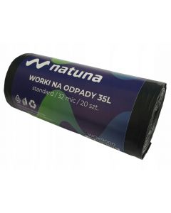 Worki na śmieci NATUNA 35L standard (20szt) 32mic LDPE