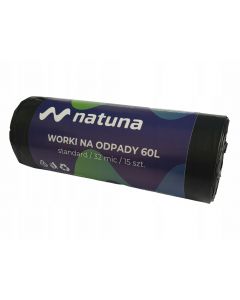 Worki na śmieci NATUNA 60L standard (15szt) 32mic LDPE