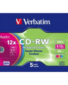 Płyta CD-RW 700MB VERBATIM slim kolor 12x 43167