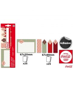 Bloczek samoprzylepny 67x89mm 25k + zakładki indeksujące 67x20mm 25k (4szt) COCA-COLA CC029 MP Poland