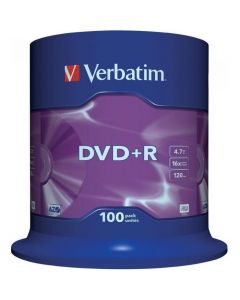 Płyta DVD+R 4,7GB VERBATIM cake (100szt) 16x Matt Silver 43551