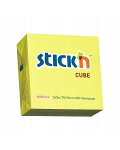 Bloczek STICK"N 76x76mm 400k żółty neonowy 21010