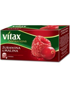 Herbata VITAX INSPIRATIONS (20 torebek*2g) Żurawina i Malina zawieszka