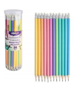 Ołówek pastelowy z gumką HB (36szt) SSC150 STRIGO